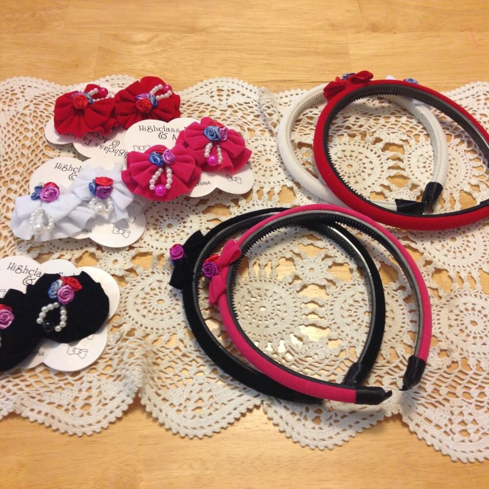 New hair accessories bundle, girls hair bows and headbands